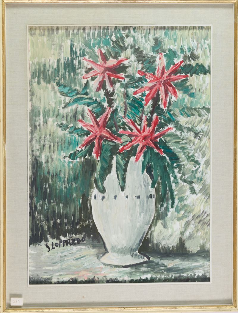 Silvio Loffredo - Vaso di fiori, olio su tela