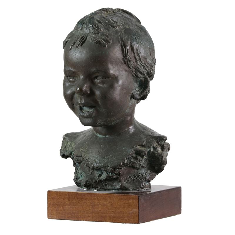 Bice Bisordi - Testa di bambino in bronzo