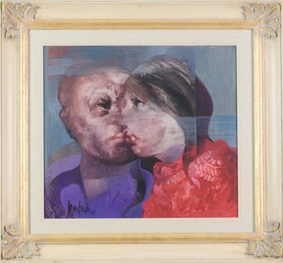 Due personaggi, tempera su masonite