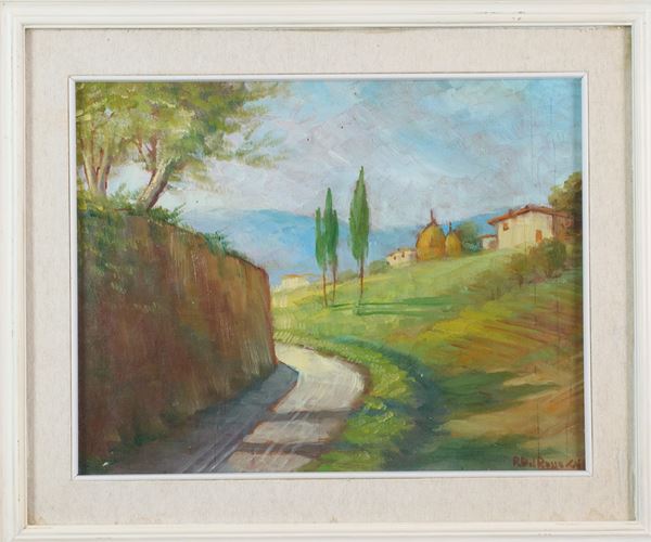 Anonimo - Viale tra cipressi e pagliai