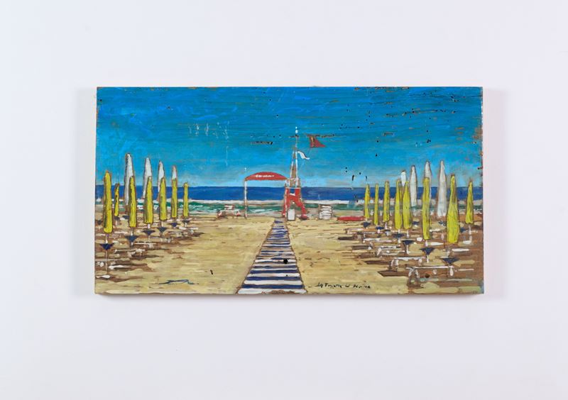 Massimo Lomi - La torretta del bagnino, tempera su tavola