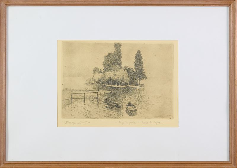 Ettore Beraldini - Lago di Garda - Isola del sogno, acquaforte