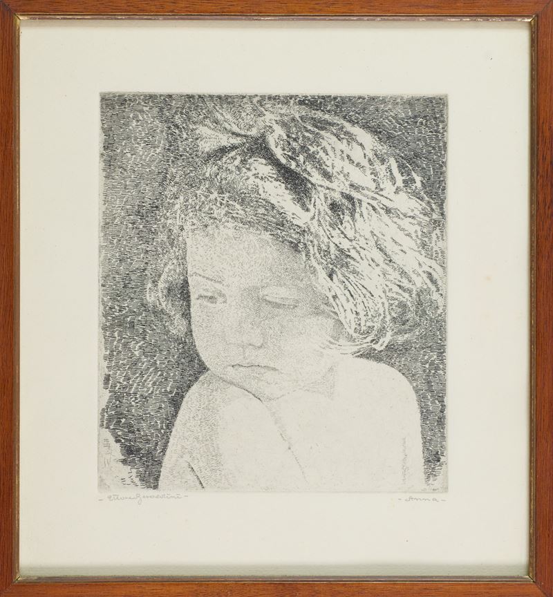 Ettore Beraldini - Anna (acquaforte su carta)