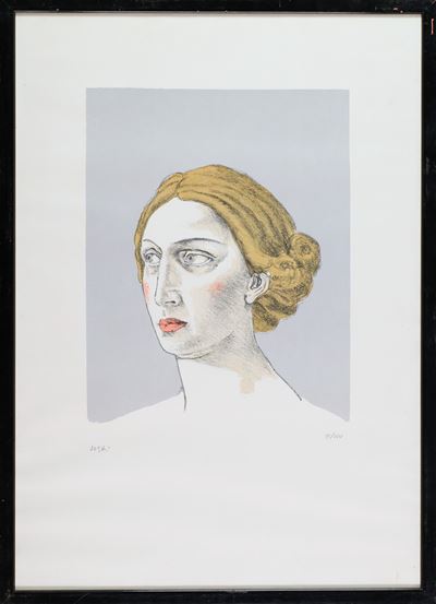 Volto di donna, litografia su cartoncino