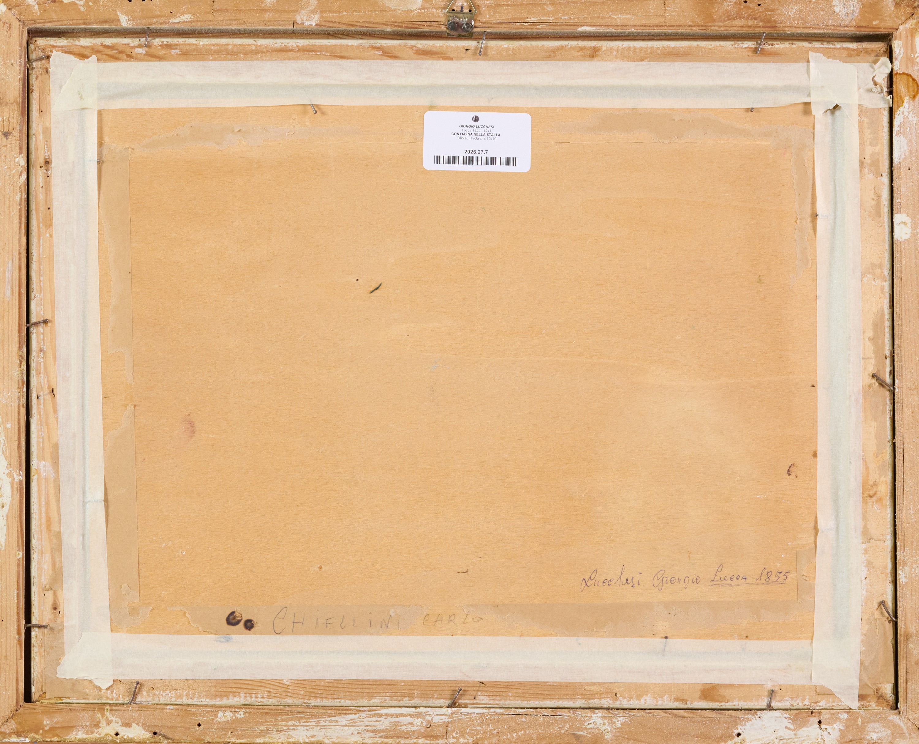 Giorgio Lucchesi - Contadina nella stalla, olio su tavola