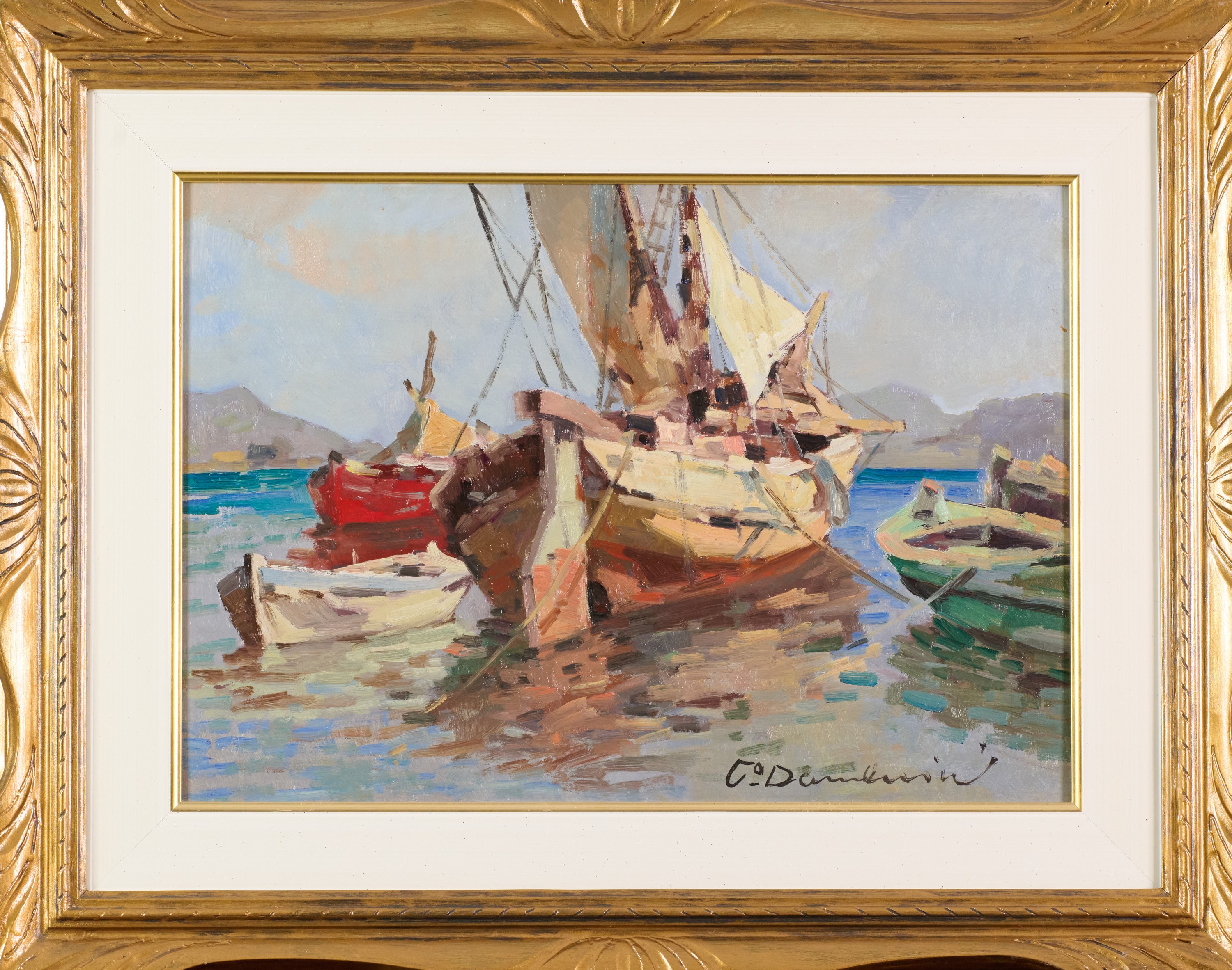 Carlo Domenici - Veliero, Olio su faesite, cm. 35x50