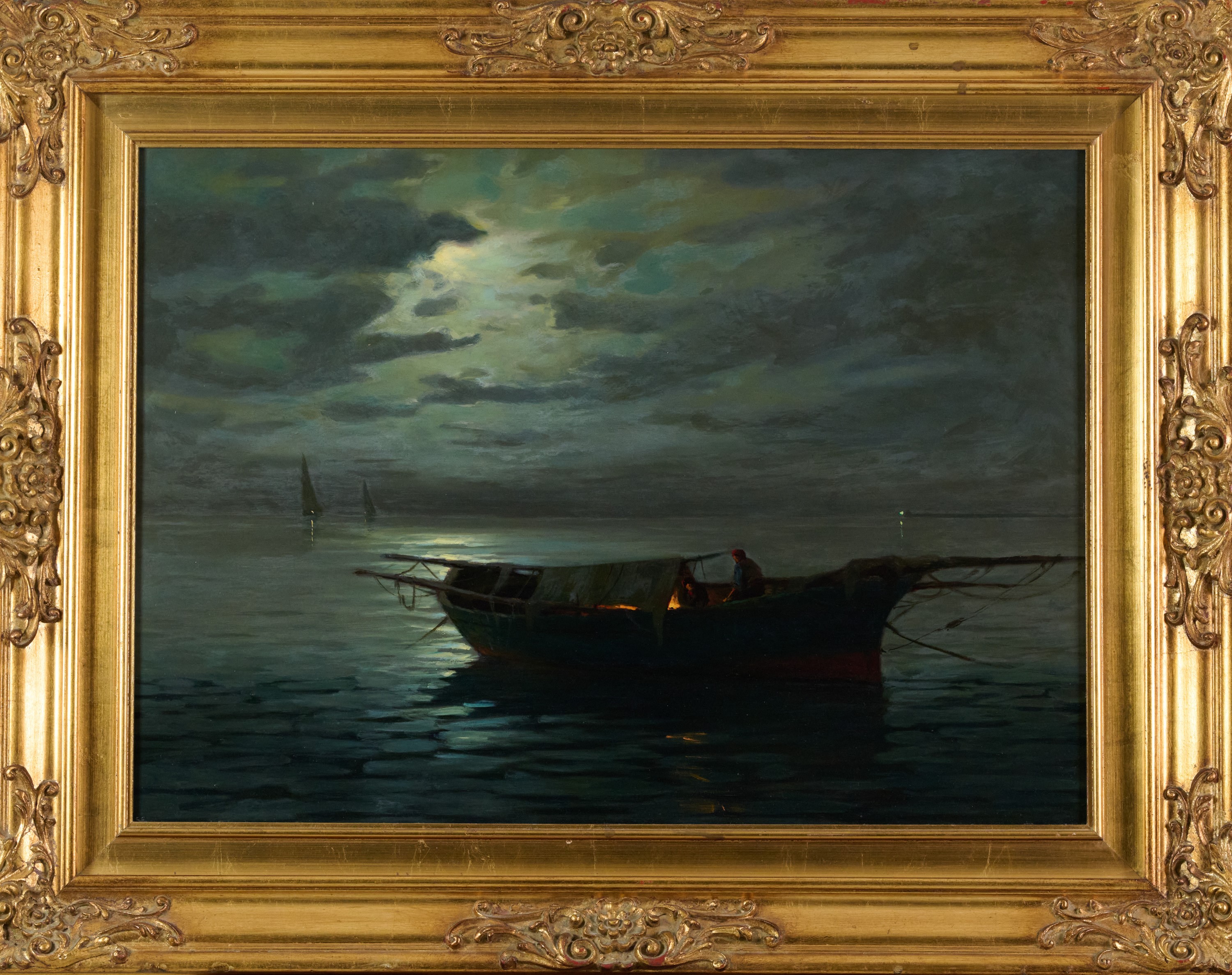 Renuccio Renucci - Notturno su mare, olio su tavola