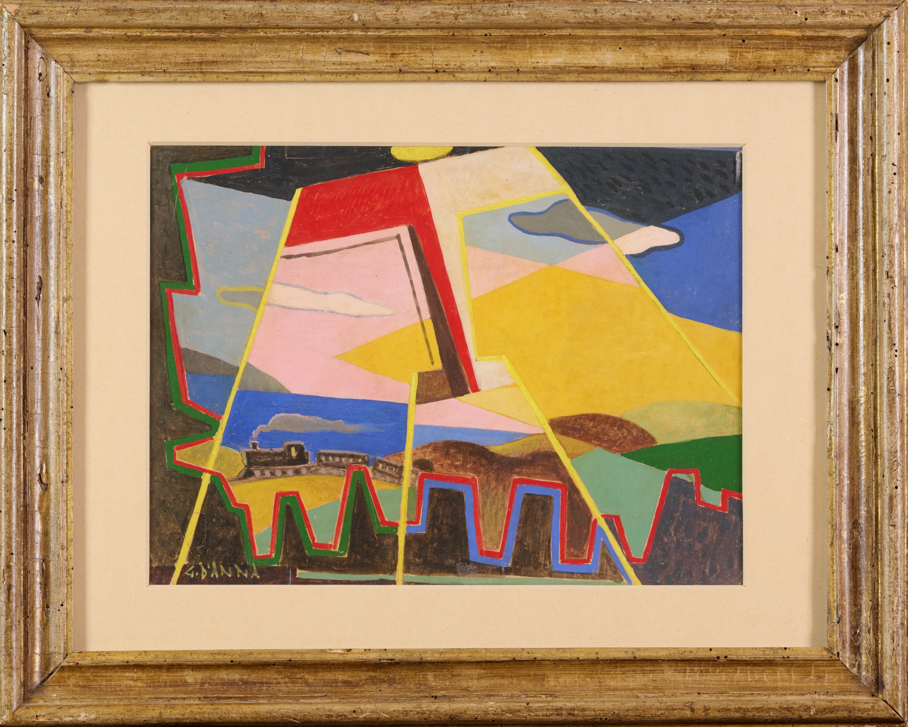 Aereo Caproni più treno più paesaggio