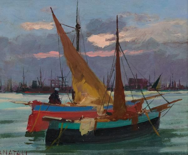 Renato Natali - Marina con barche