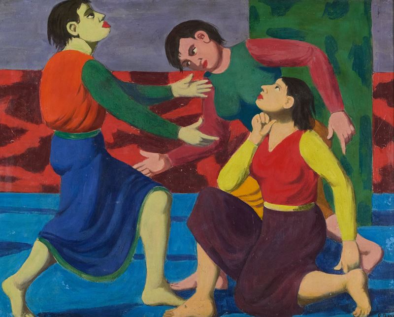 Pompeo Borra - Figure, olio su tela