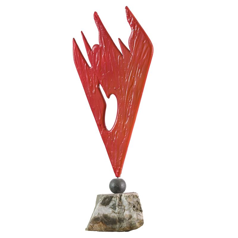 Marcello Guasti - Fiamma - Scultura in legno, ottone e pietra
