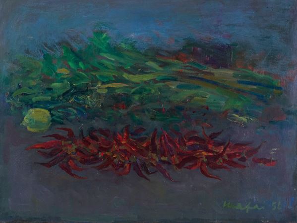 Mario Mafai - Natura morta con peperoncini