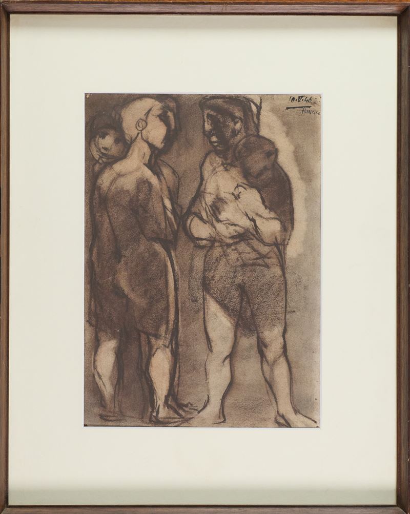 Franco Francese - Senza Titolo (1946), carboncino e pastello su carta