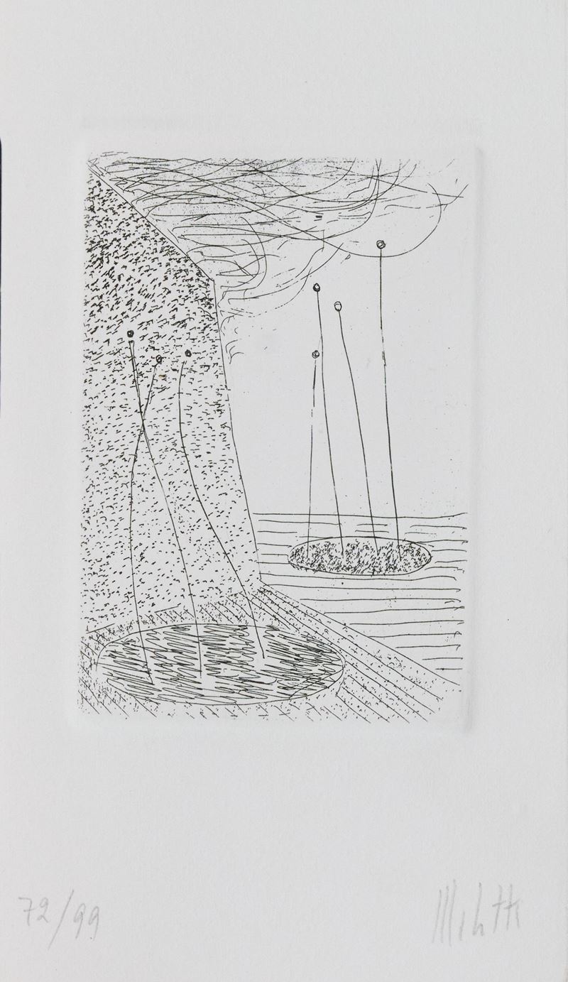 Fausto Melotti - Senza titolo, acquaforte cm. 10x6,5 su carta