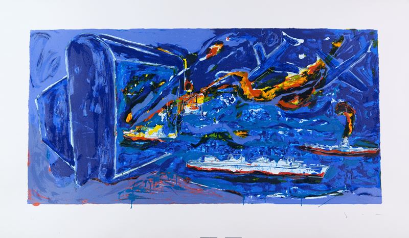 Mario Schifano - Senza titolo, serigrafia materica su carta