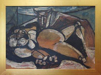 Figure, Olio su carta intelata, 1963