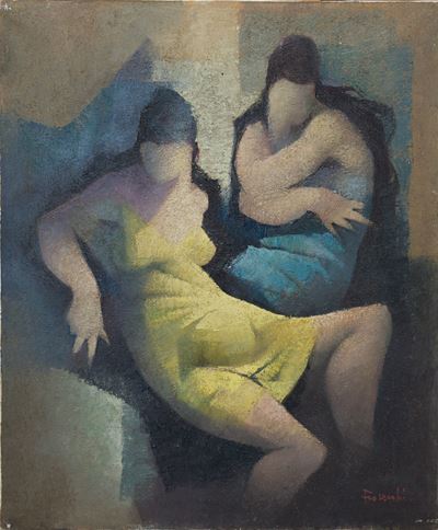 Figure femminili, olio su tela