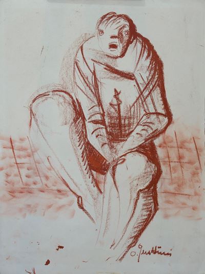 Figura di uomo, sanguigna su carta