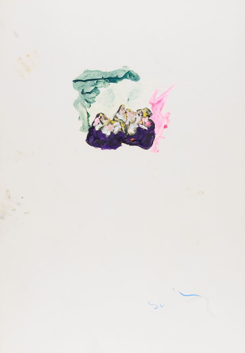 Mario Schifano - Senza titolo, smalto e collage su cartoncino (1979-80)