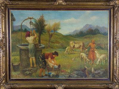 Scena agreste, olio su tavola