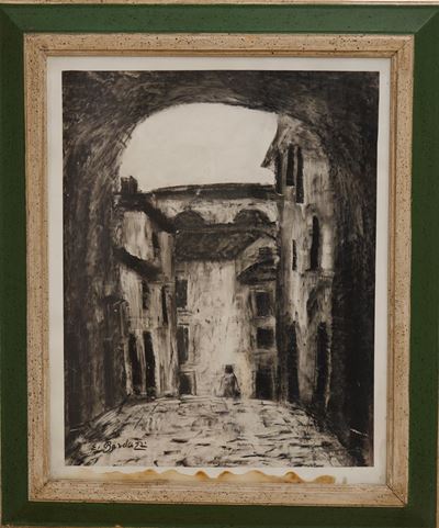 Vicolo dei Gherardacci, carboncino su cartoncino