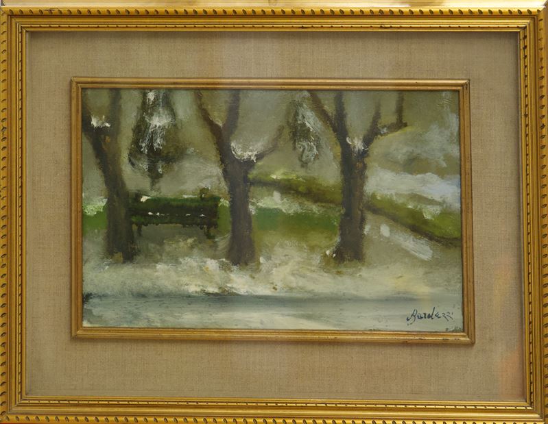 Enrico Bardazzi - Spiaggia, olio su cartone