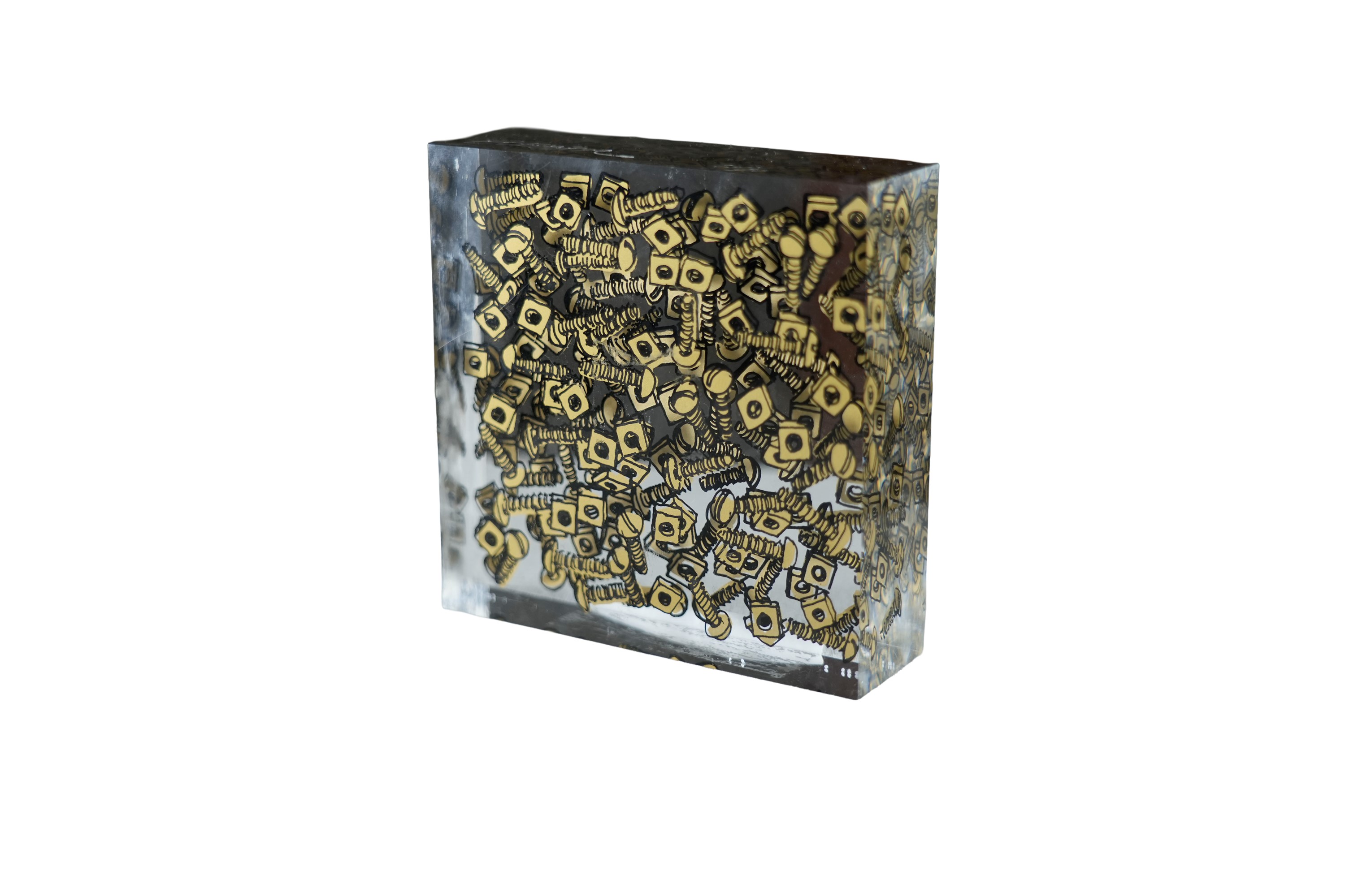 Arman - Accumulation de vis, serigrafie entro resina, 1981