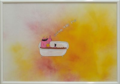 Clean the pig - China, acrilico ed aerografo su cartoncino