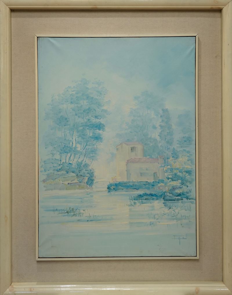 Franco Cao - Mattino lungo il Sile, olio su tela