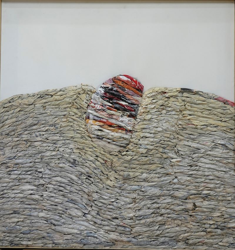 Giovanni Leto - Fossile - acrilico e collage di giornale su tela