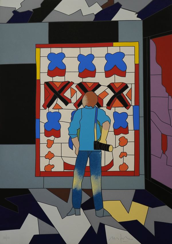 Ugo Nespolo - Uomo al museo