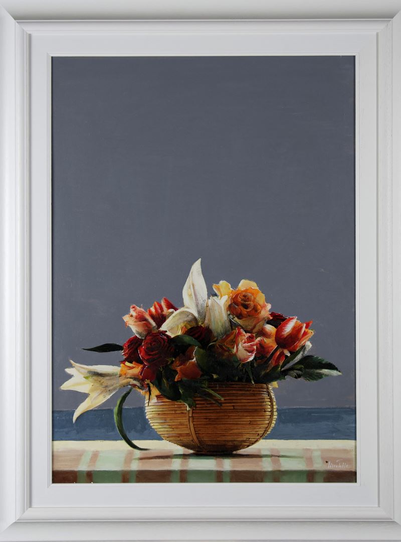 Beniamino Ciccotelli - Vaso di fiori, olio su tela