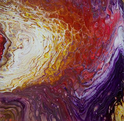 Senza titolo - Fluid art, acrilico fluido reattivo su tela, cm. 40x40
