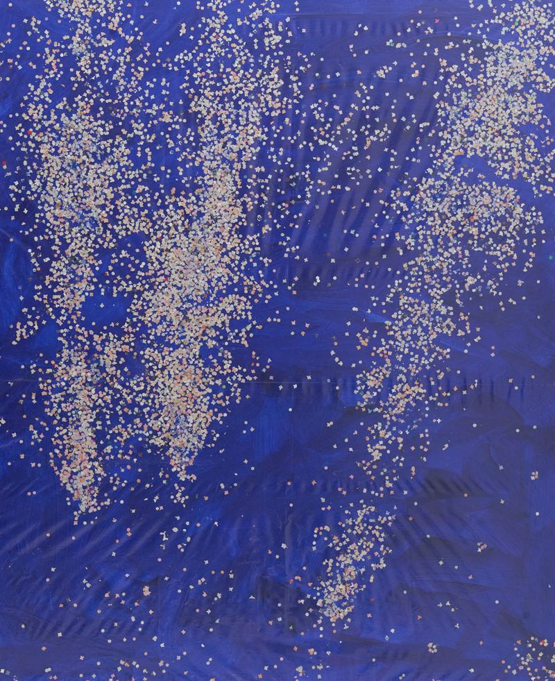 Tano Festa - Coriandolo, acrilico e coriandoli su tela (1985)