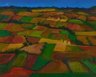 Paesaggio Laziale, olio su tavola