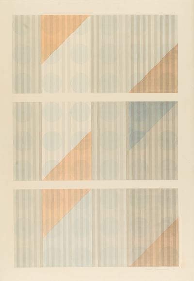 Ritmi di luce (variante), tecnica mista su carta applicata su tela (1977)