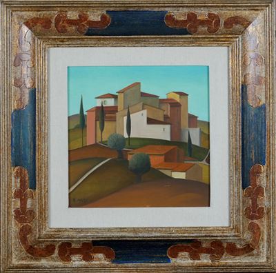 Borgo Toscano, olio su tela