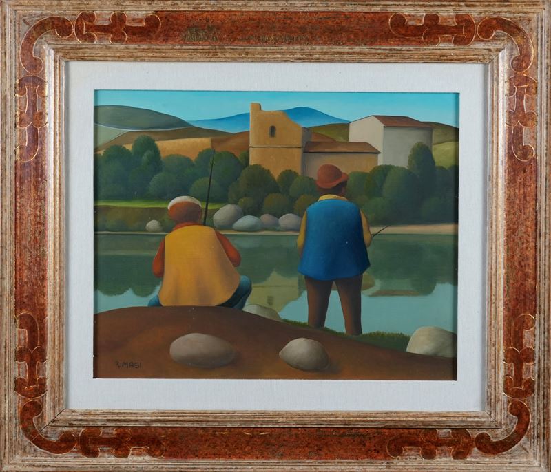 Roberto Masi - Pescatori, olio su tela