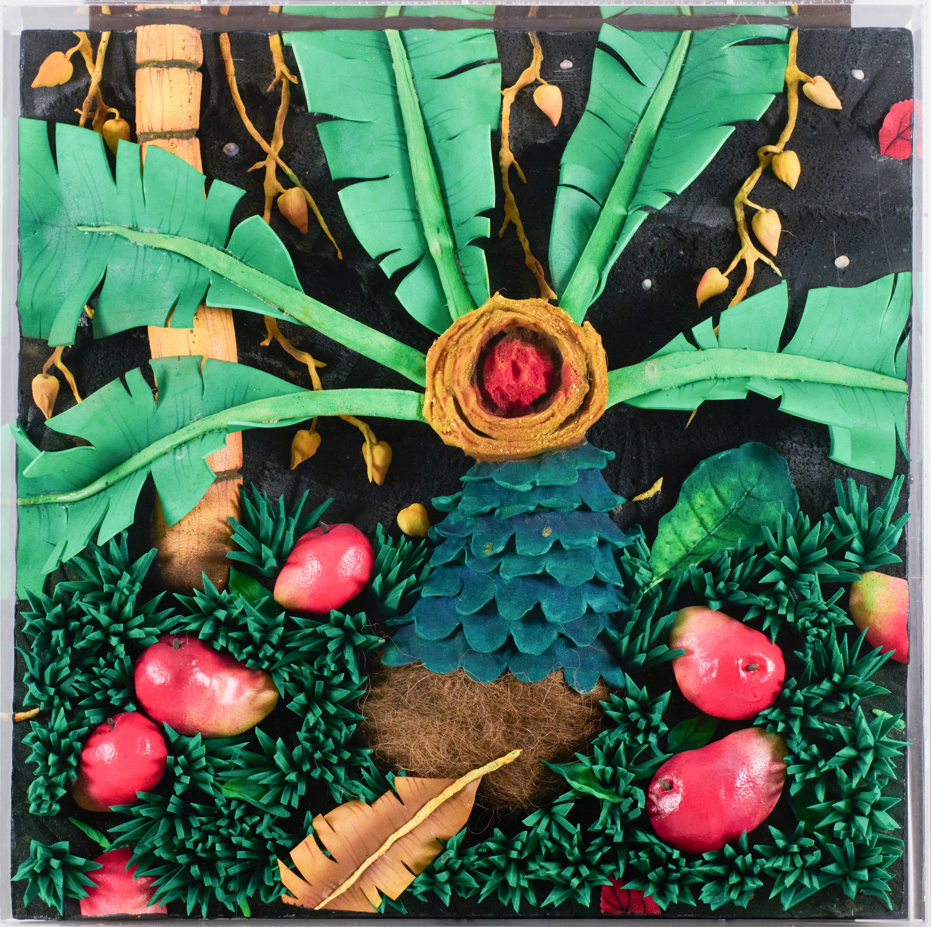 Piero Gilardi - Jardin Botanicos, poliuretano espanso in teca di plexiglas