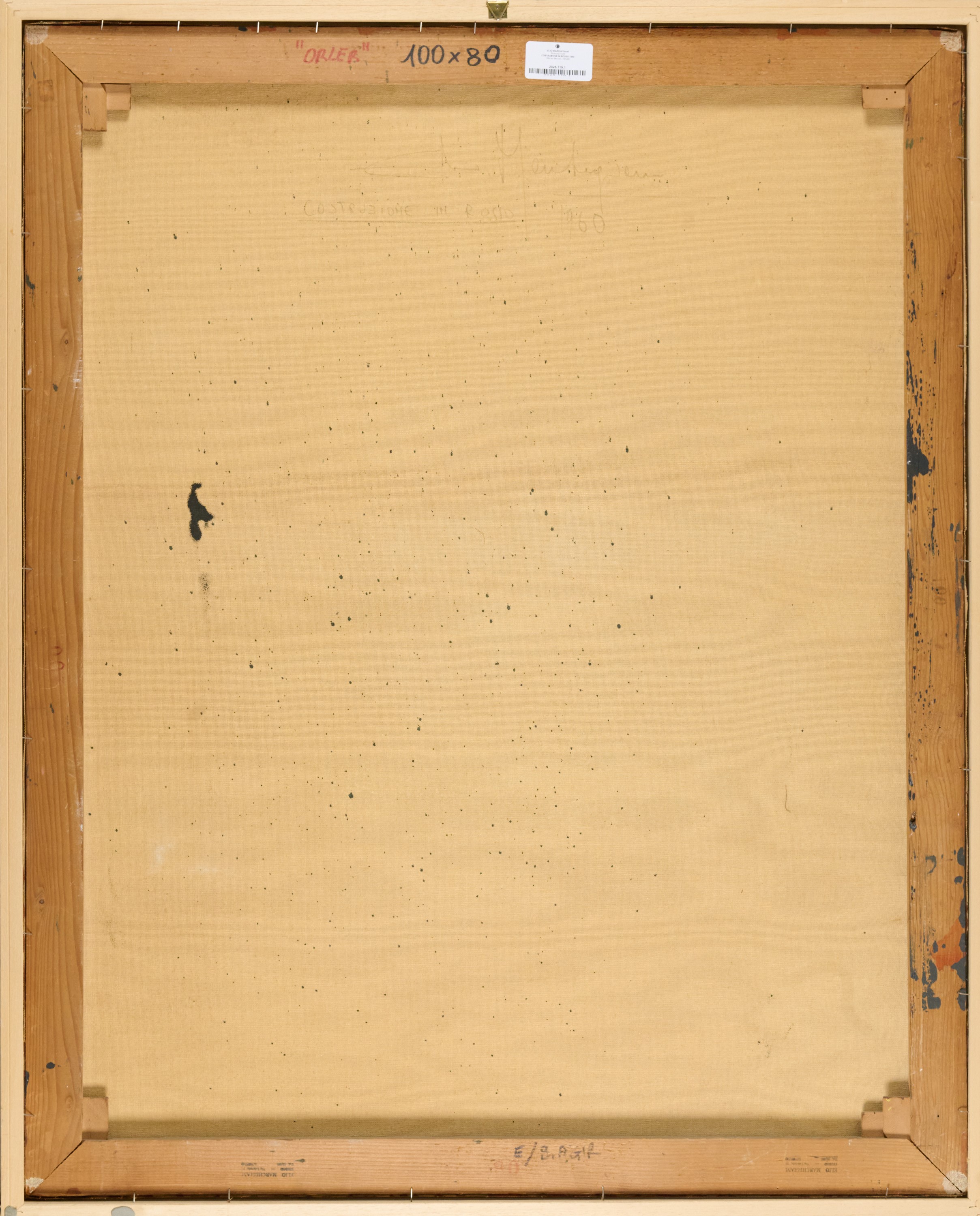 Elio Marchegiani - Costruzione in rosso, olio su tela (1960)