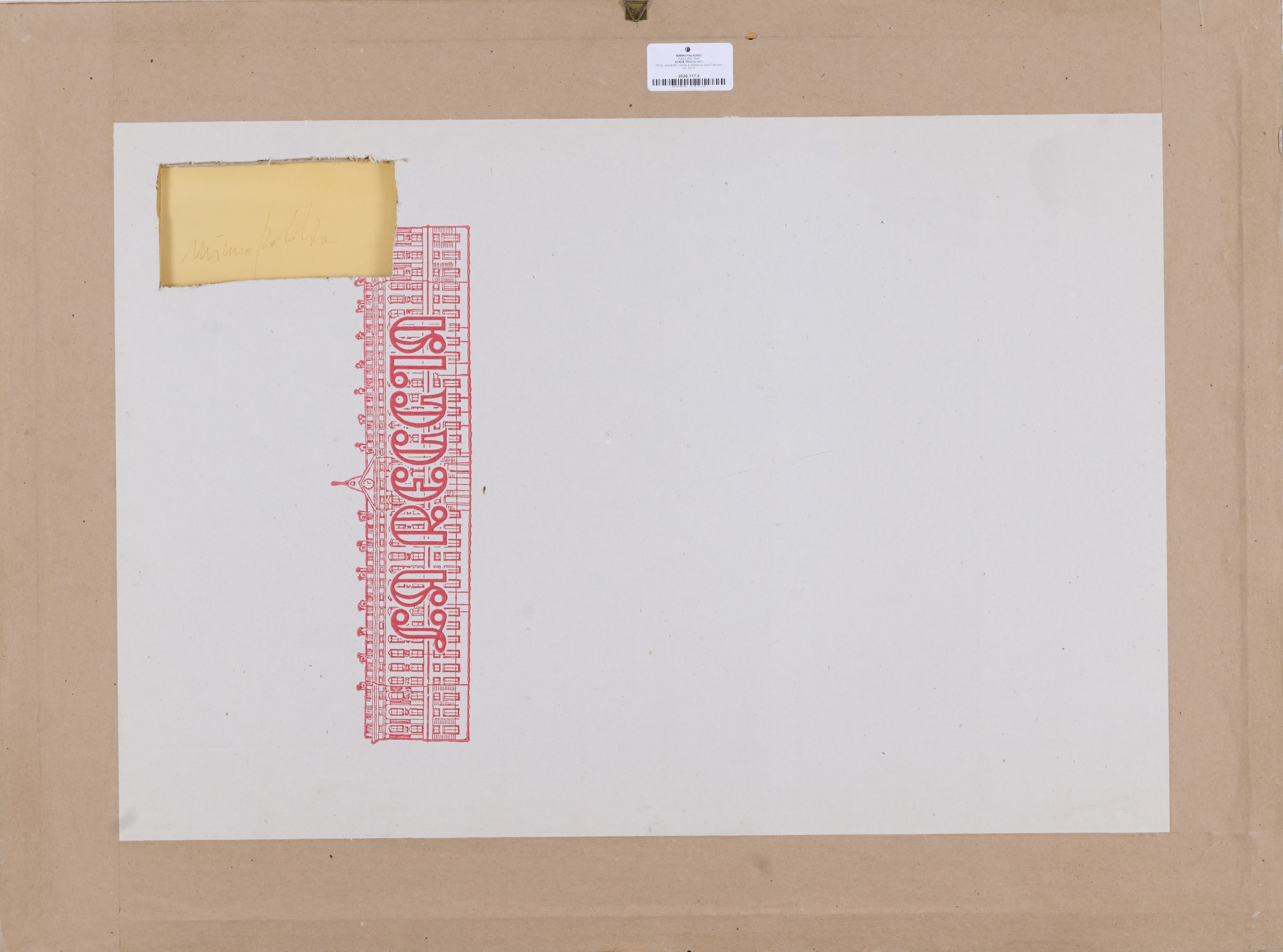 Mimmo Paladino - Senza titolo, tecnica mista su carta (china, acquerello, matita e collage) 1977
