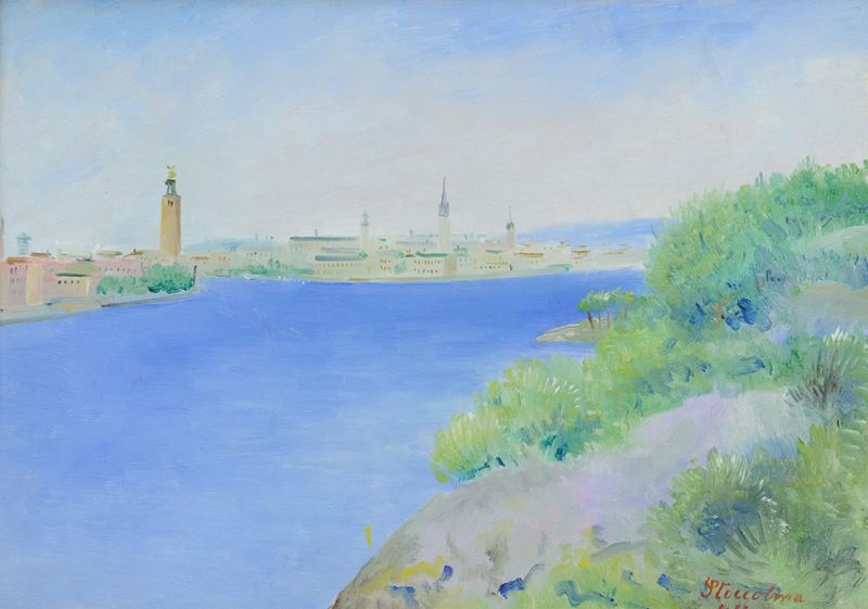 Umberto Lilloni - Stoccolma, olio su tela (1949)