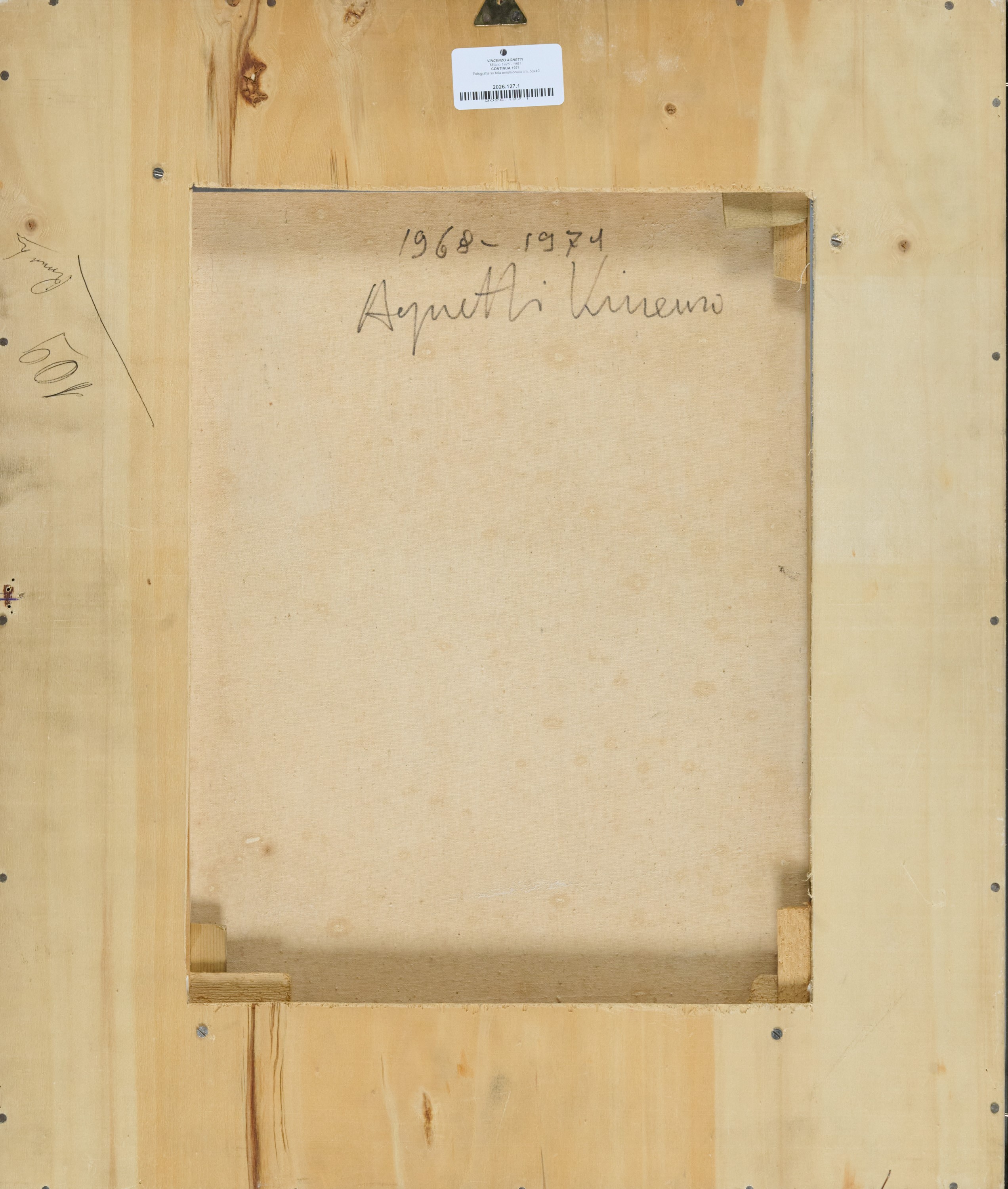 Vincenzo Agnetti - Continua, fotografia su tela emulsionata, 1971