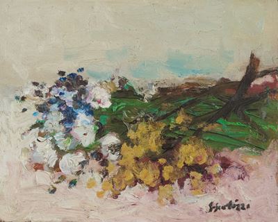 Mazzo di fiori, olio su tavola