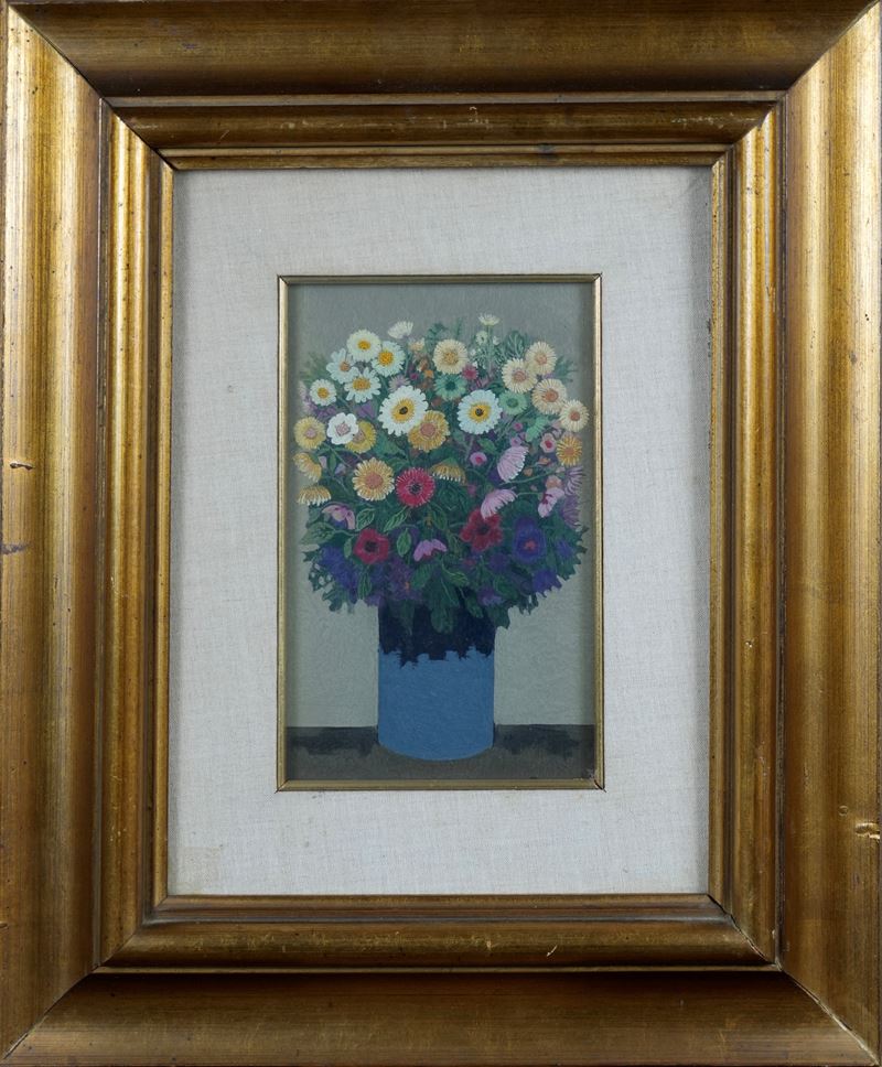 Marcello Boccacci - Vaso di fiori, olio su tavola