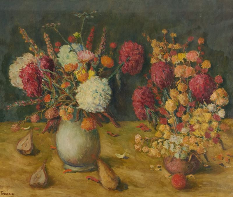 Fiorenzo Tomea - Natura morta con pere, olio su tela (1937)