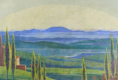 Valle del Tevere, pittura murale applicata su tela (1932)