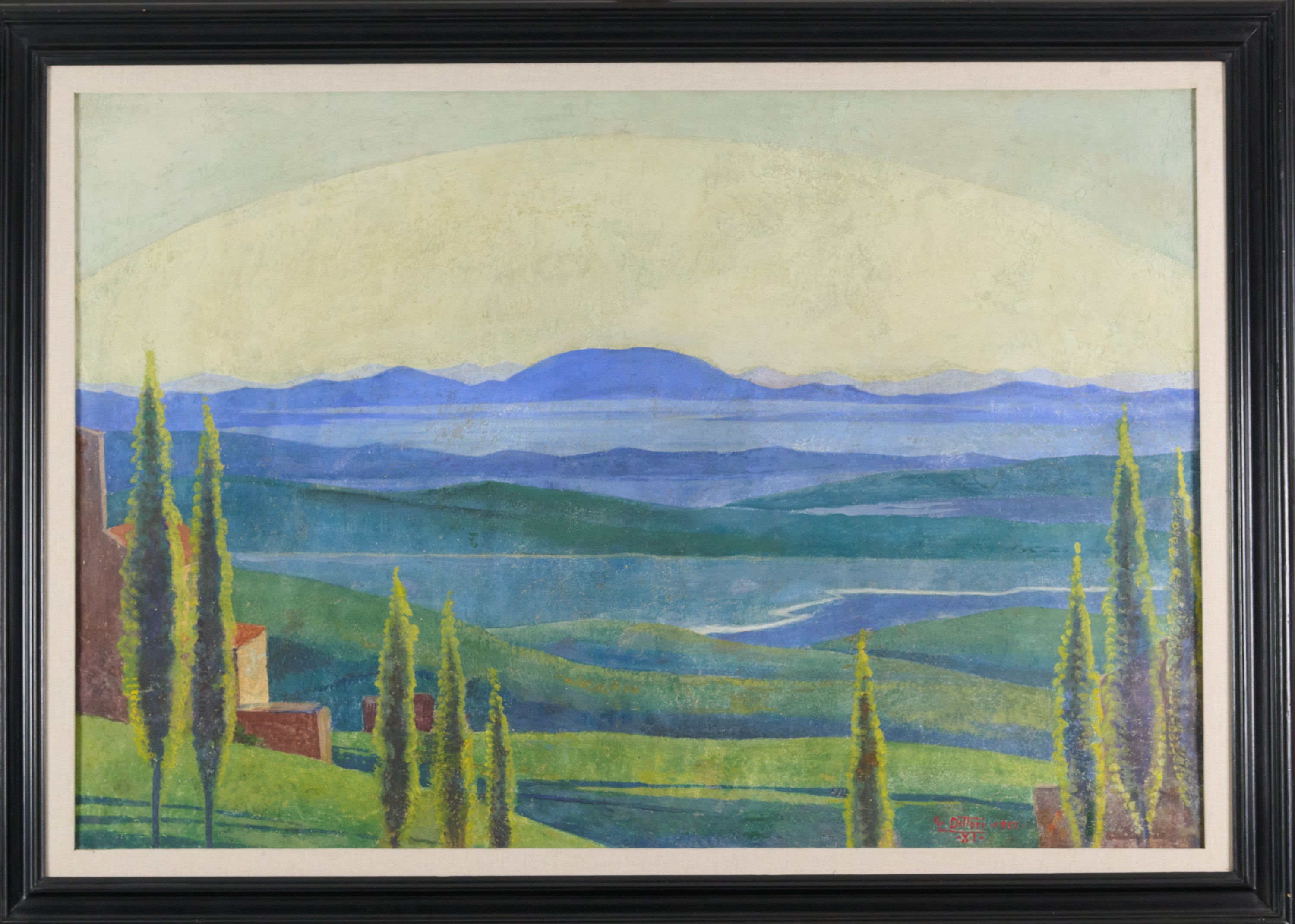 Gerardo Dottori - Valle del Tevere, pittura murale applicata su tela (1932)