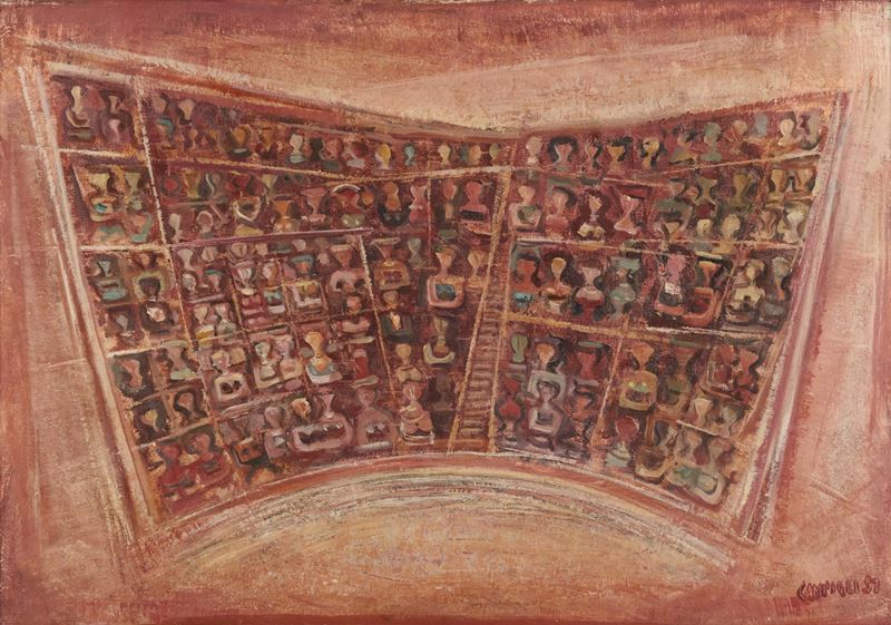 Massimo Campigli - Anfiteatro, olio su tela