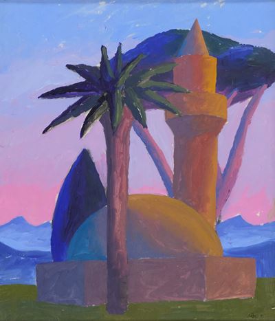 Minareto, olio su cartone (1995)